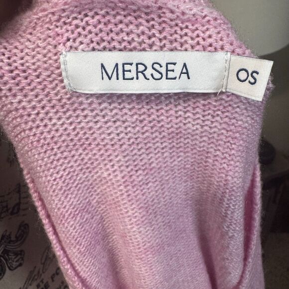 MERSEA Montauk V Neck Sweater Pink One Size Wide Sleeve Casual Wool Blend - Picture 7 of 9